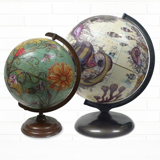 Vintage Globe Art & Custom Decoupage Globe Art Wendy Gold