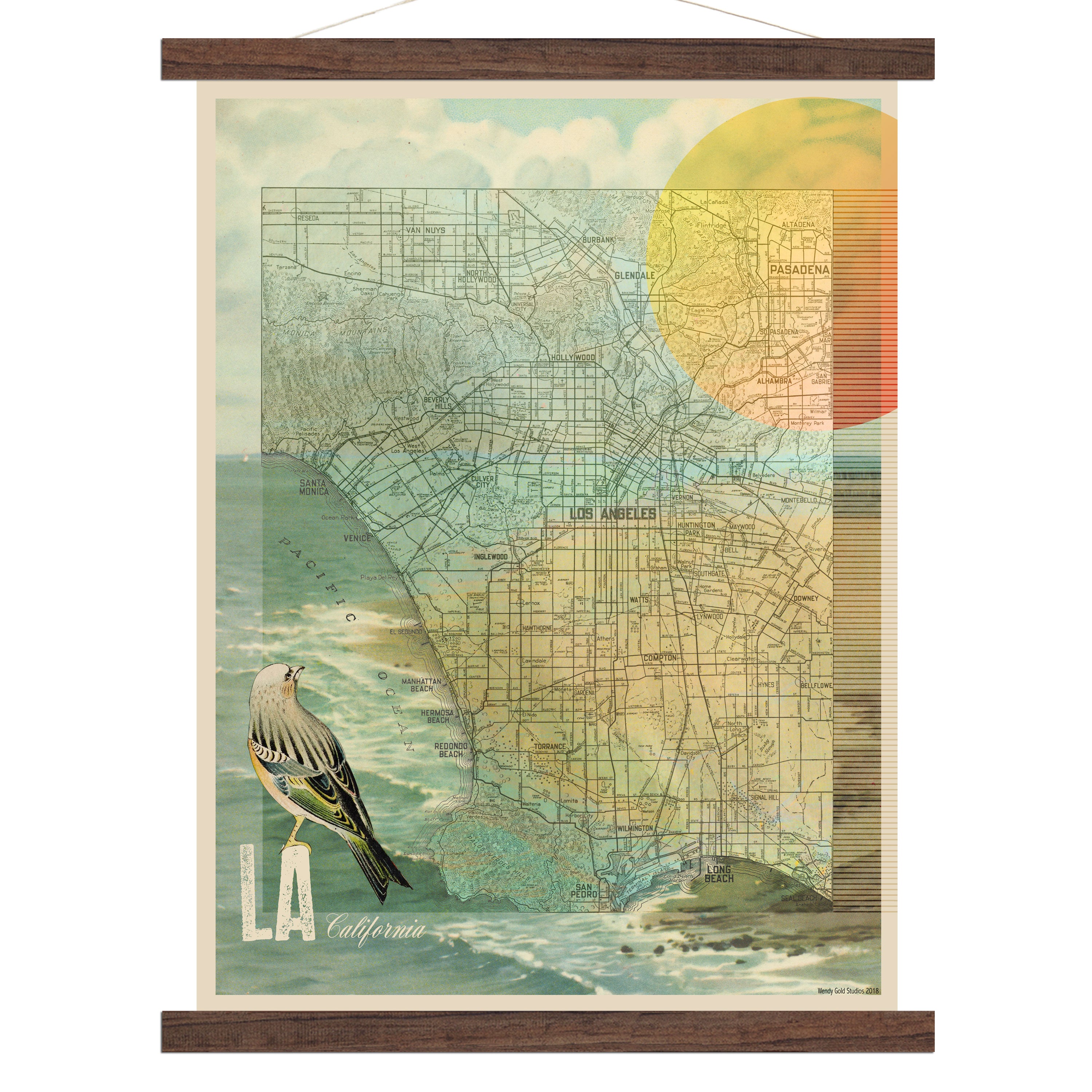 Los Angeles California Fine Map Wall Art Print | Wendy Gold