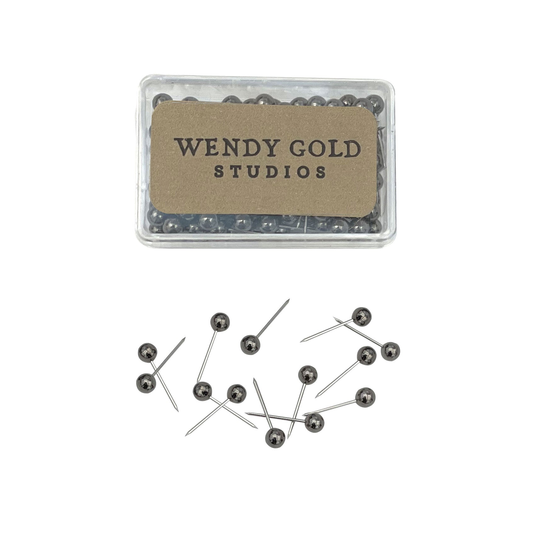 Metallic Silver Push Pins, Pin Map & Globe Accessories