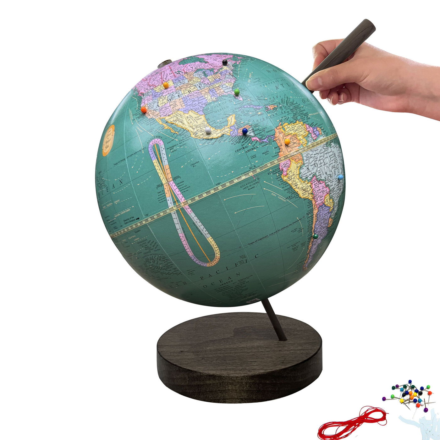 Small Push Pin Globe Teal
