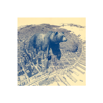 California Bear Collaged Map Art Print | all:transparent