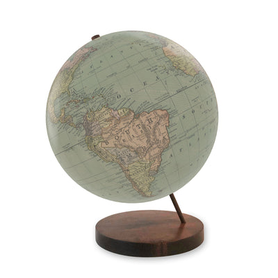 Heritage Globe: Personalized Antique Map Reborn walnut base