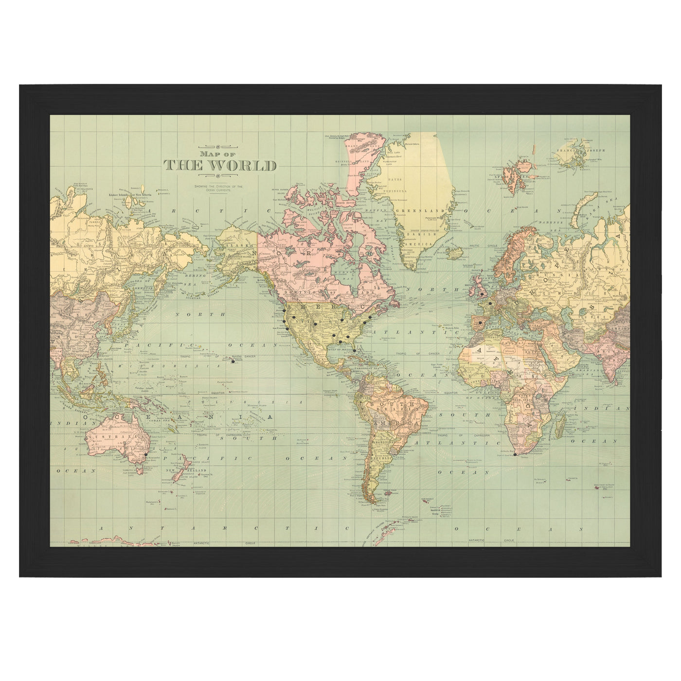 Personalized Vintage Map of the World Push Pin Map unpersonalized vintage | vintage