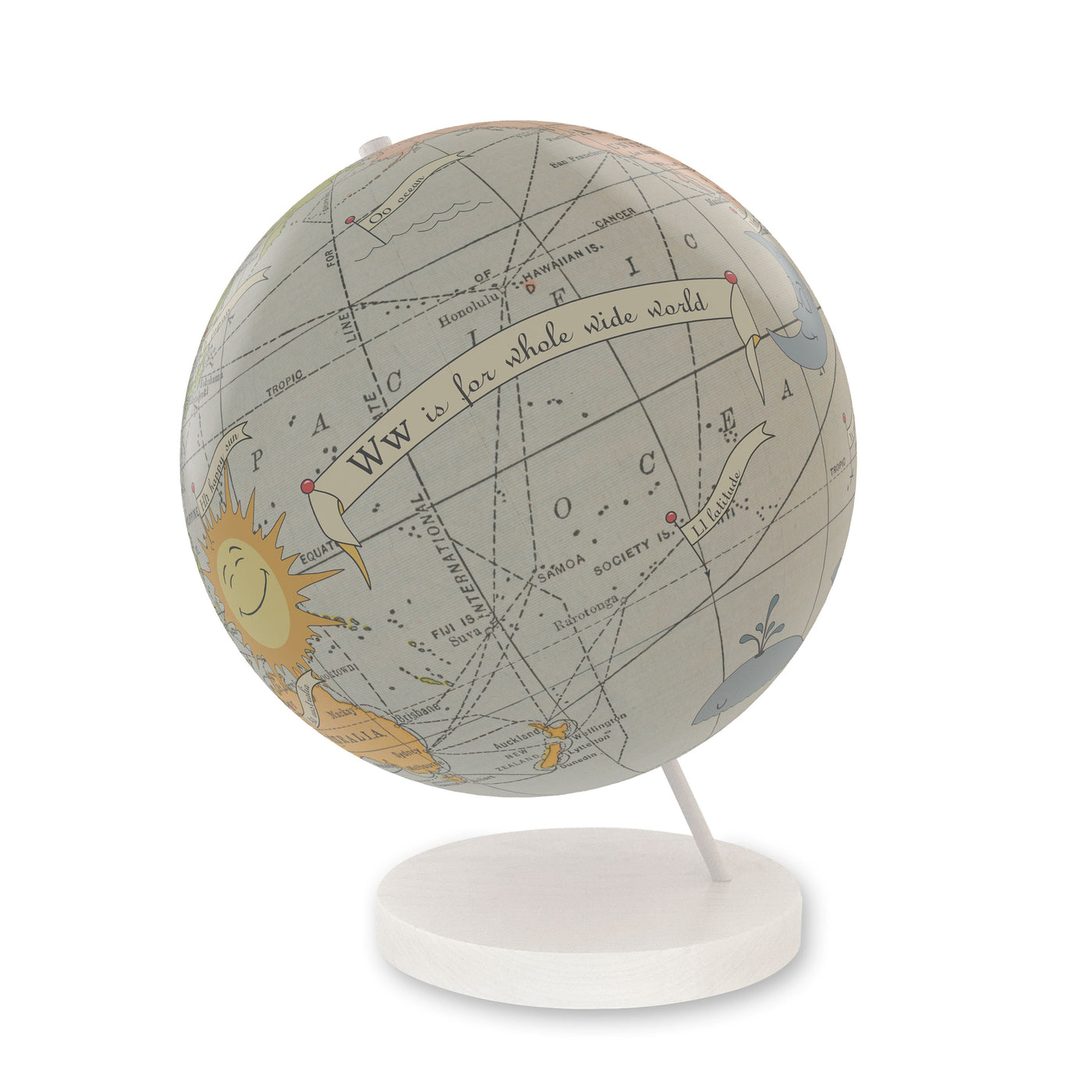 ABC Personalized World Globe white base