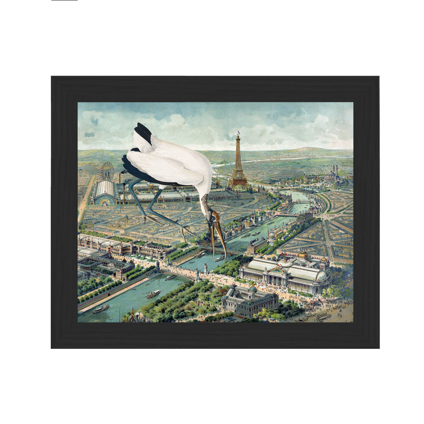 Bird of Paris Collaged Map Art Vignette
