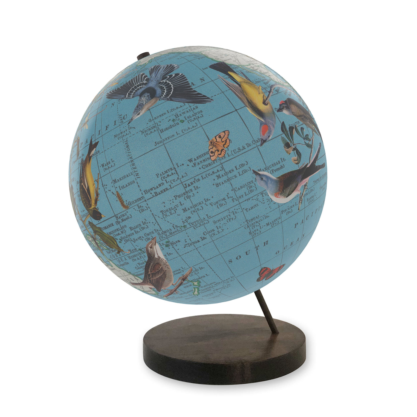 Birds of a Feather Collaged World Globe Art view 2