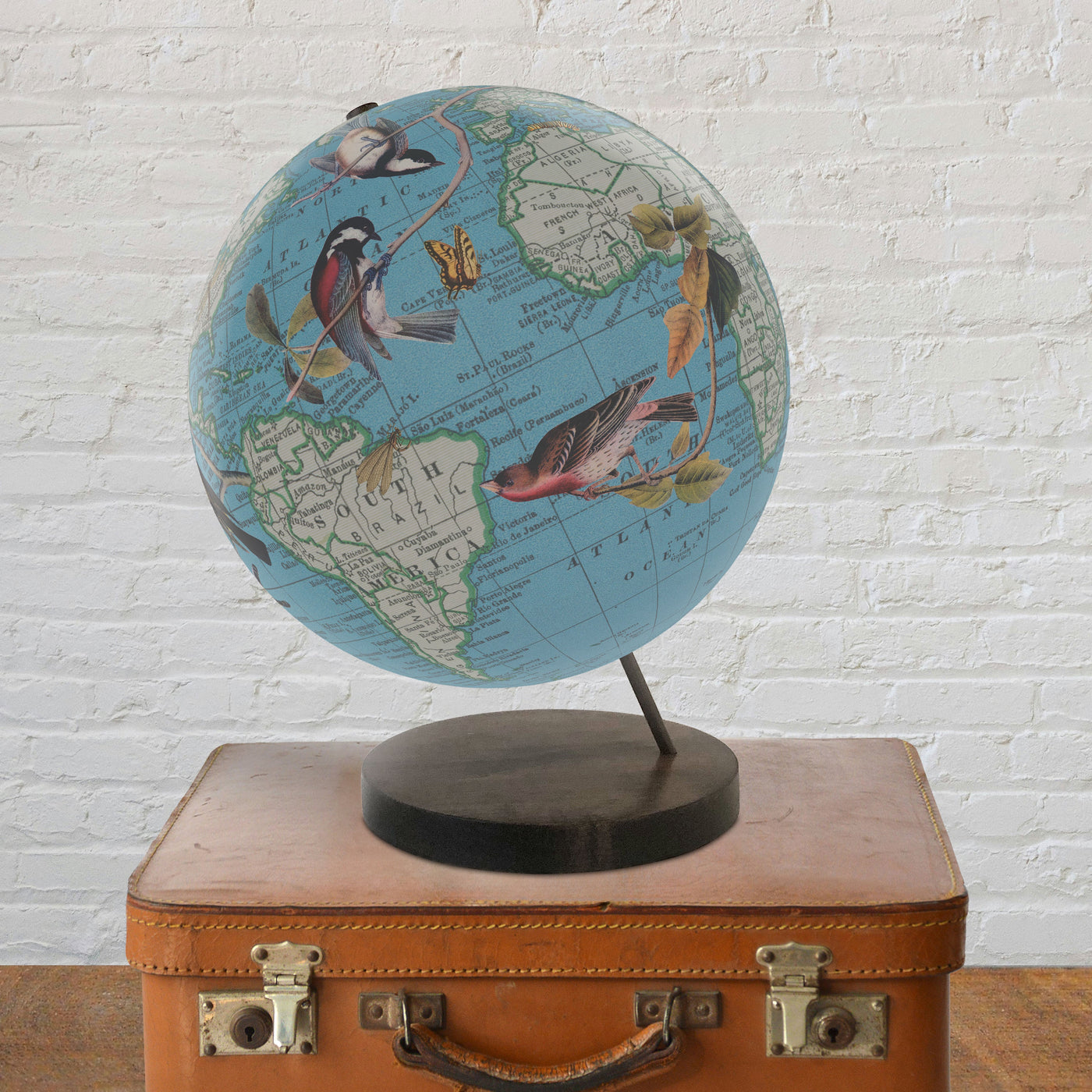 Birds of a Feather Collaged World Globe Art lifestyle