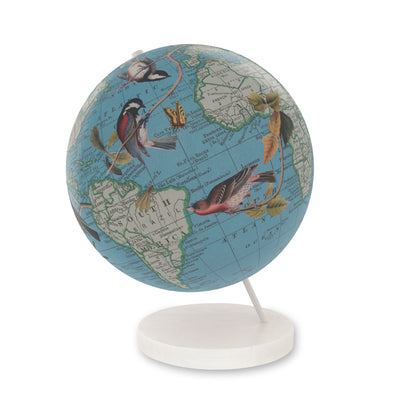 Birds of a Feather Collaged World Globe Art white base
