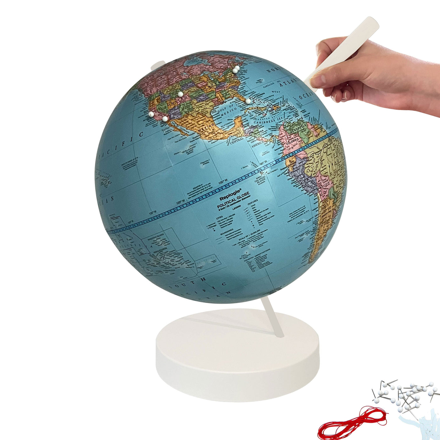 Small Push Pin Globe Blue