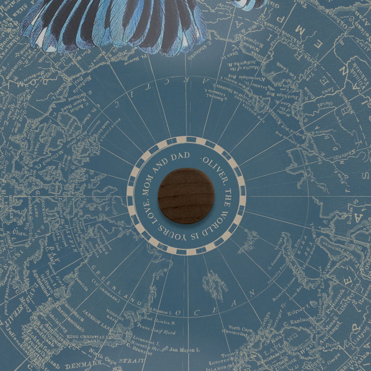 bluebird globe art personalized top