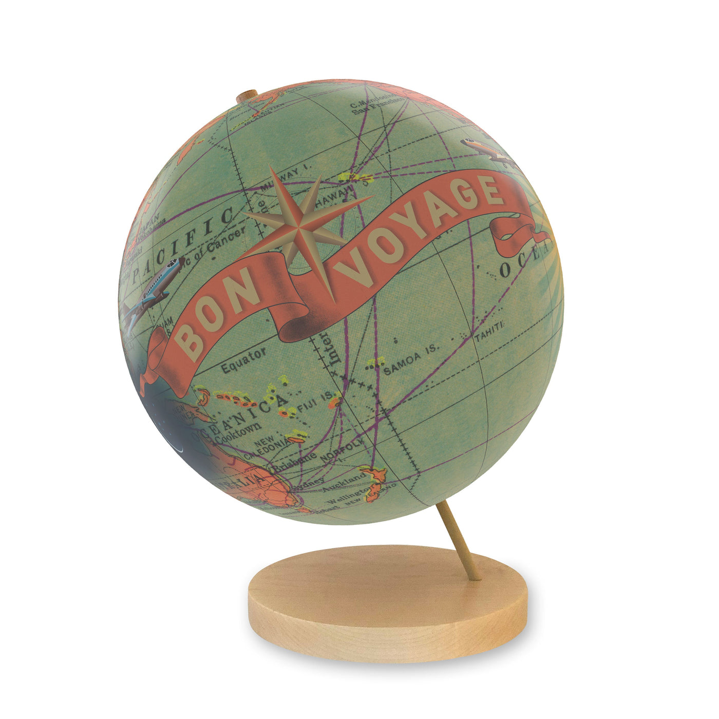 Bon Voyage Personalized Adventure World Globe maple base