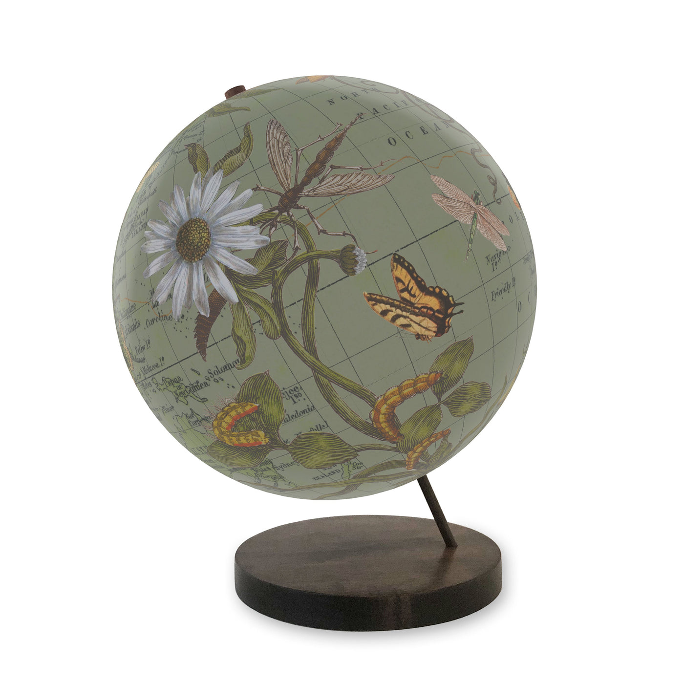 Botanical Delights Personalized World Globe Art view 3