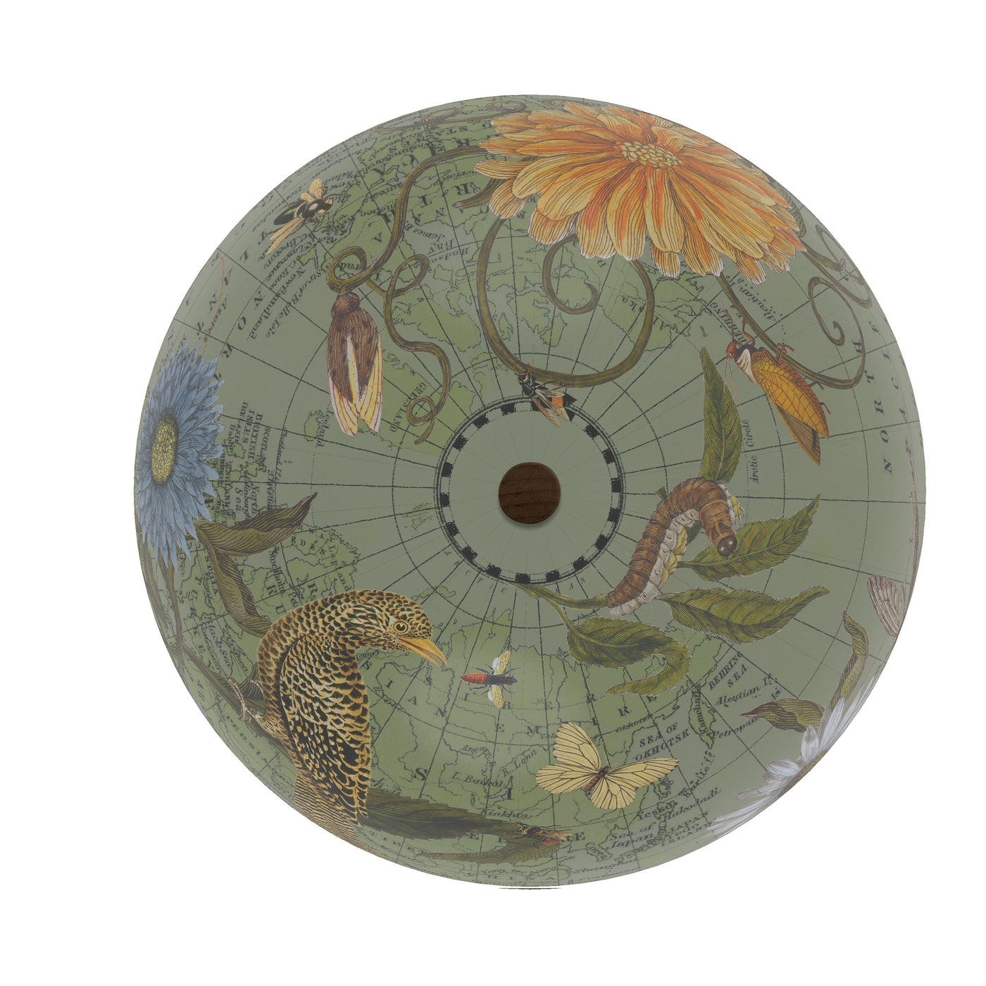 Botanical Delights World Globe Art top view