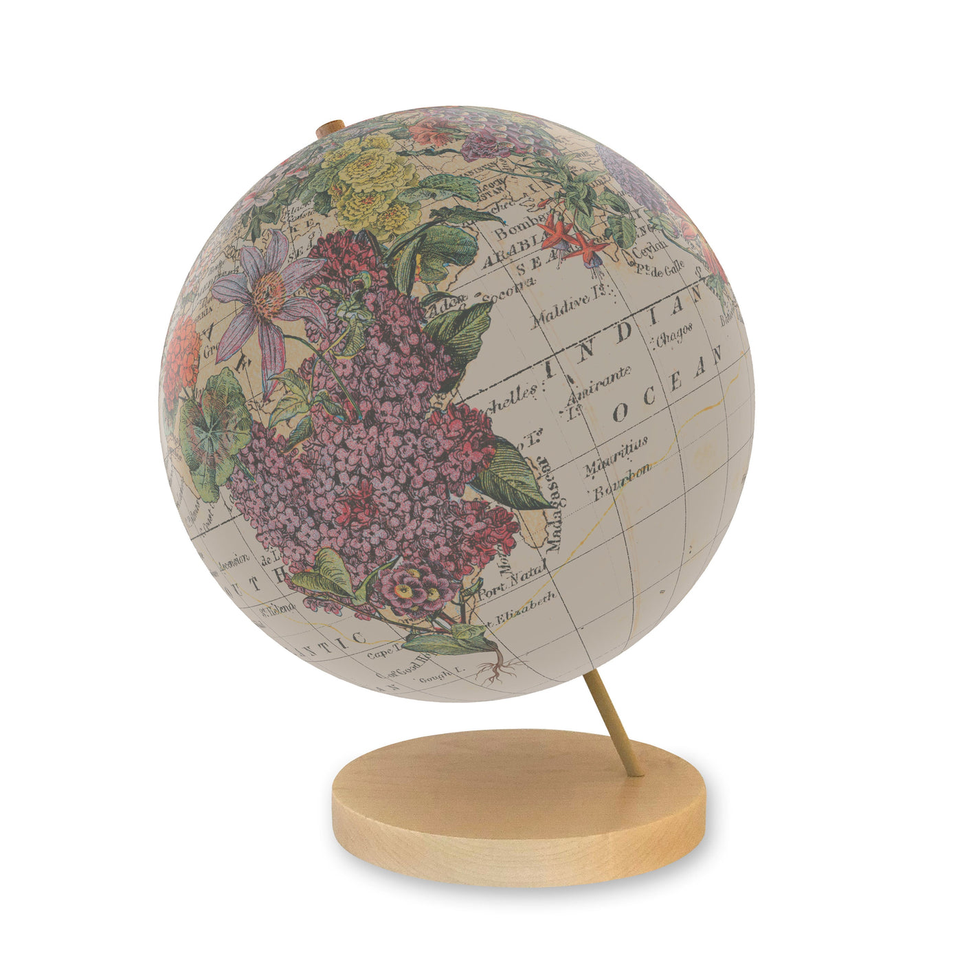 Floral Bouquet Personalized World Globe Art view 2