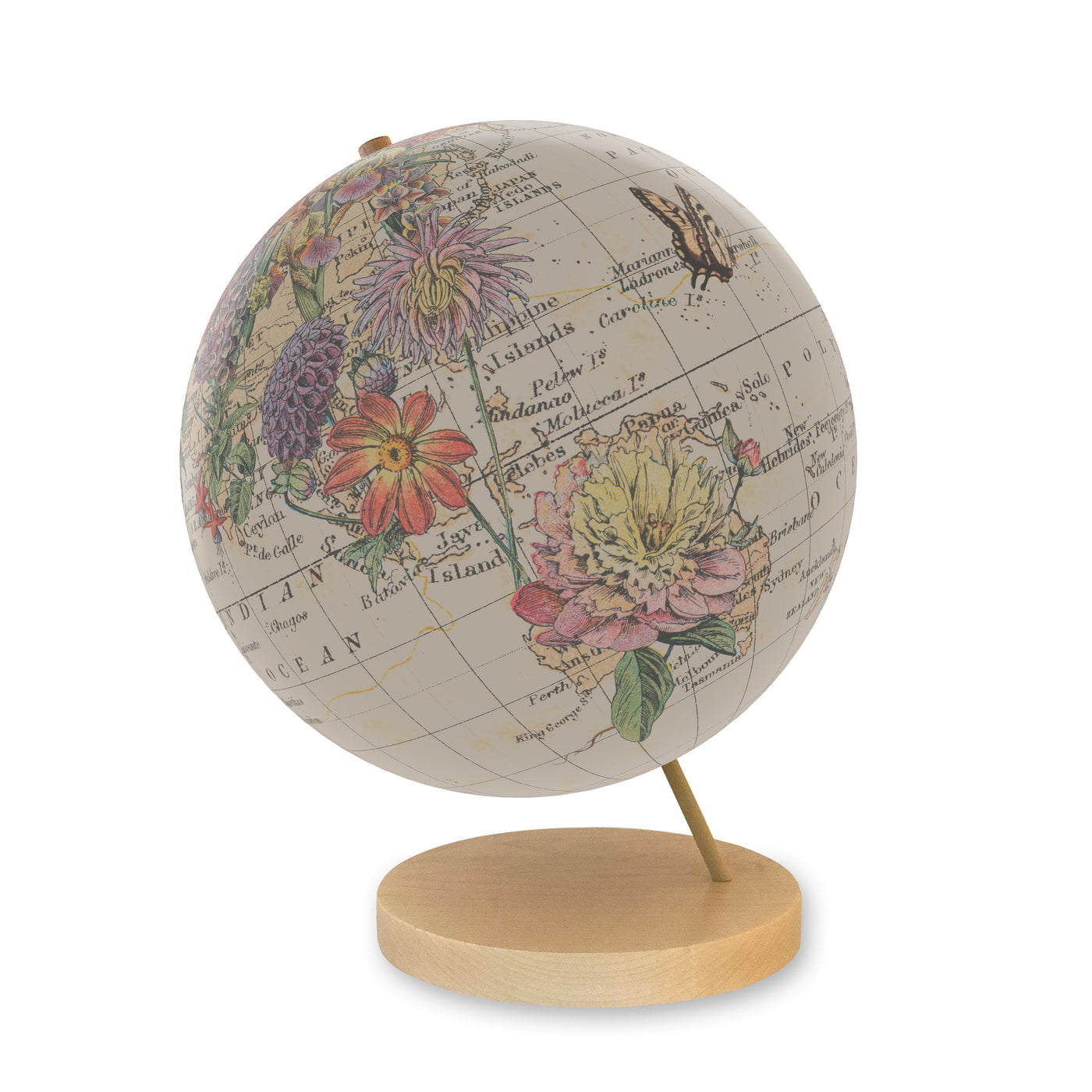 Floral Bouquet Personalized World Globe Art view 3