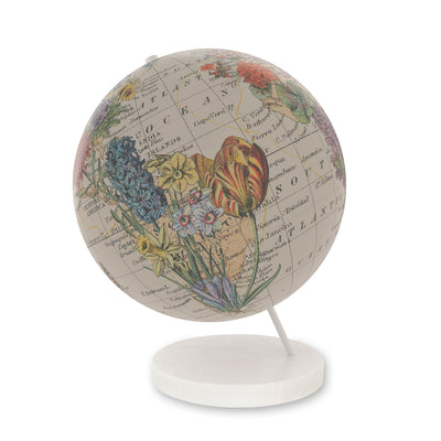 Floral Bouquet Personalized World Globe Art white base