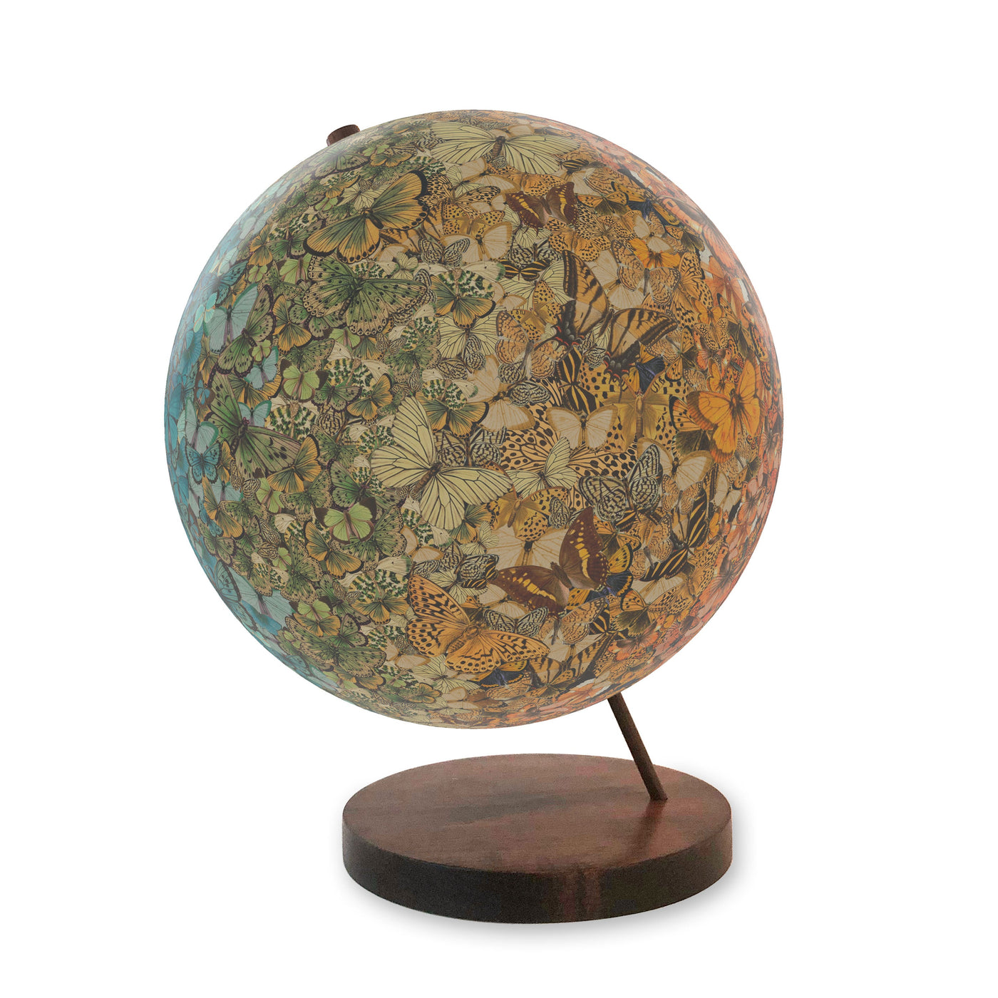 Butterfly Swarm Personalized Handmade Globe Art walnut base