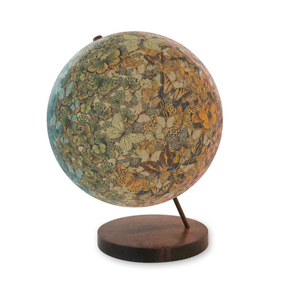 Butterfly Swarm Personalized Handmade Globe Art walnut base