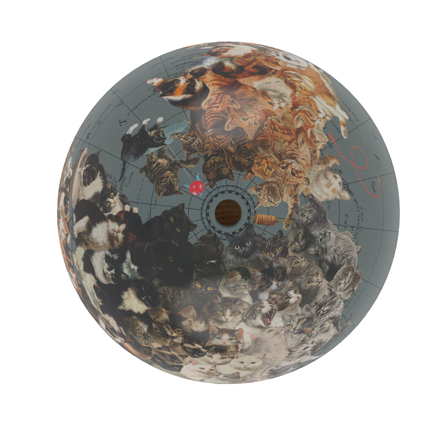 Cat Lover’s Personalized World Globe Art top view
