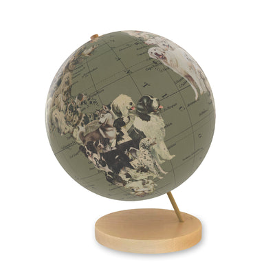Dog's World Personalized Collaged Globe Art maple base