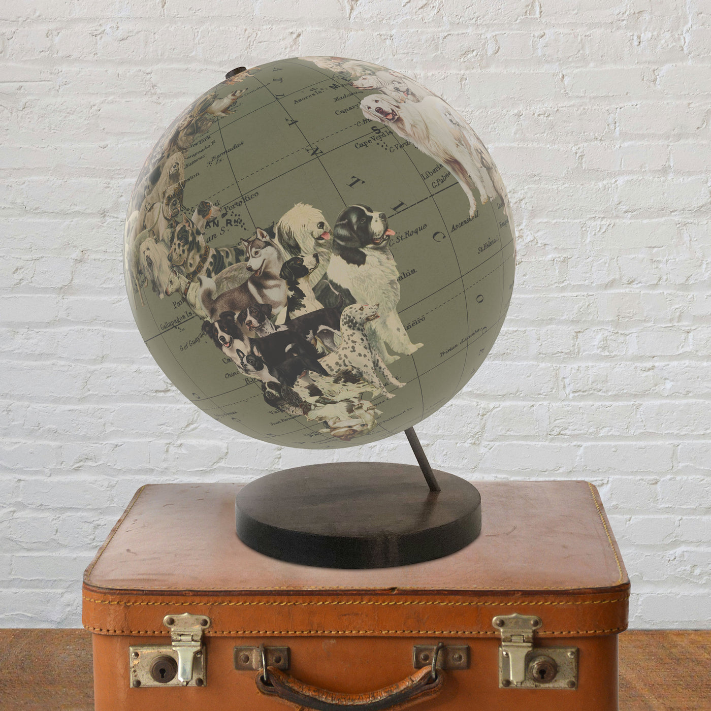 Dog's World Personalized Collaged Globe Art lifestyle