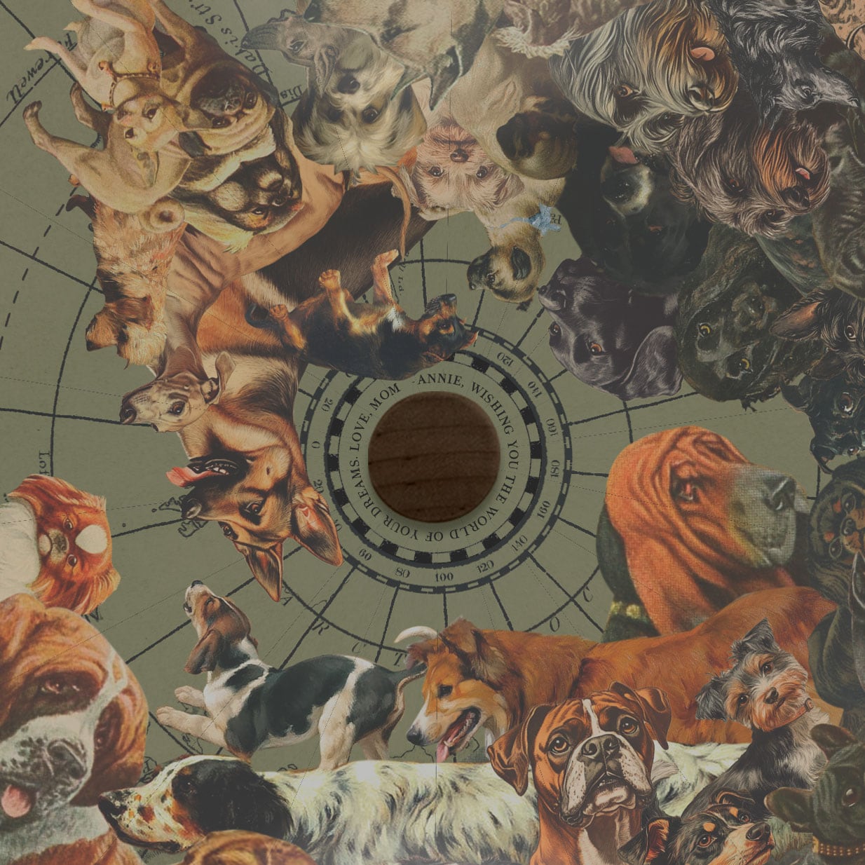 Dog's World Personalized Collaged Globe Art personalized