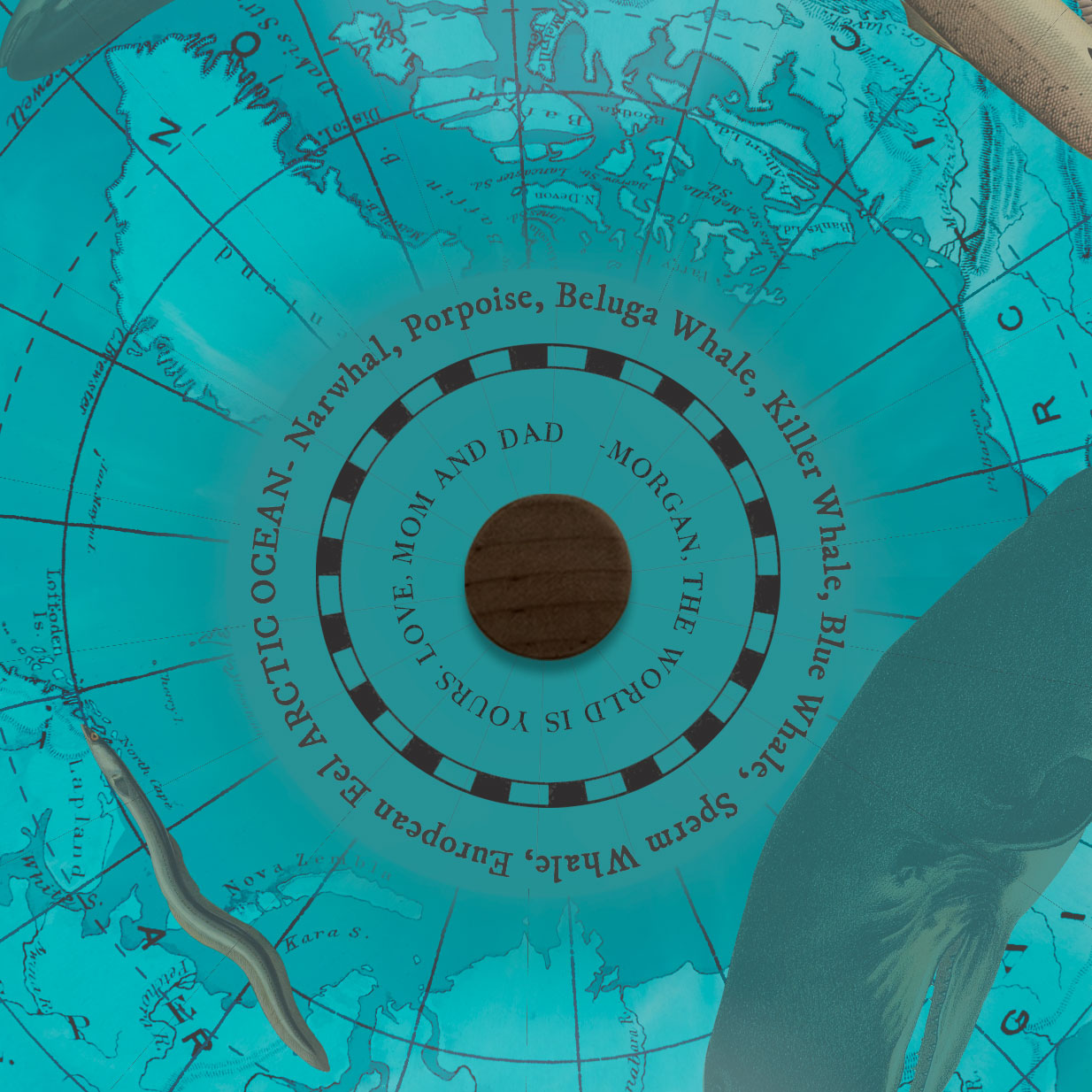 Endangered Ocean Species Globe – Marine Conservation Art personalized