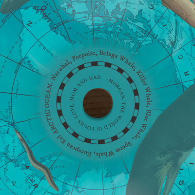 Endangered Ocean Species Globe – Marine Conservation Art personalized