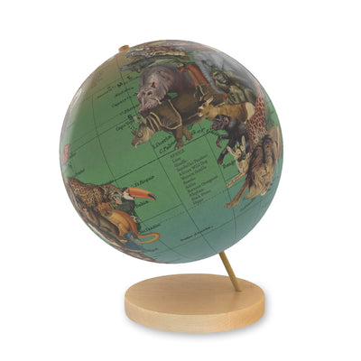 Endangered Species of the World Personalized Globe Art maple base