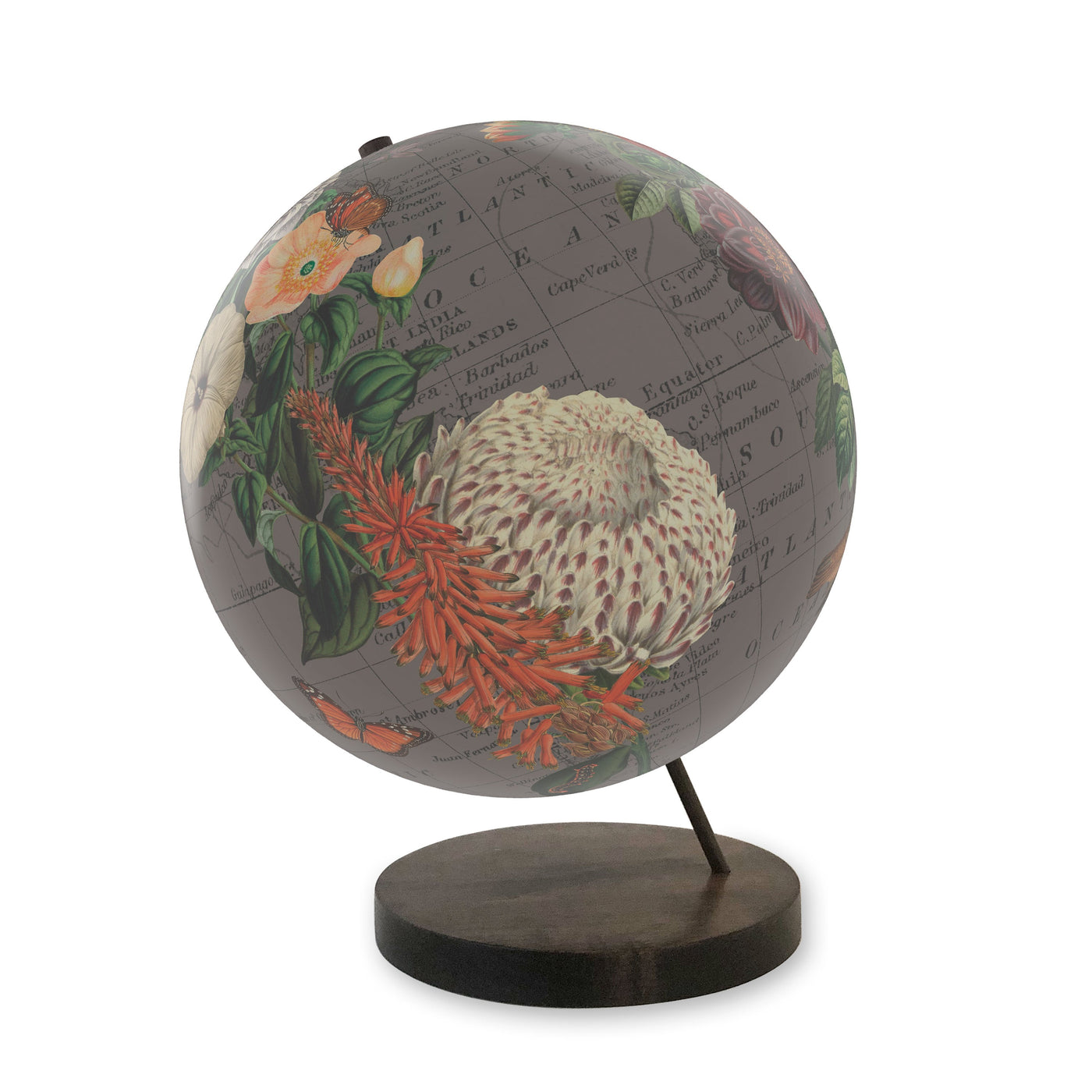 Flora and Fauna Collaged World Globe Art view 2