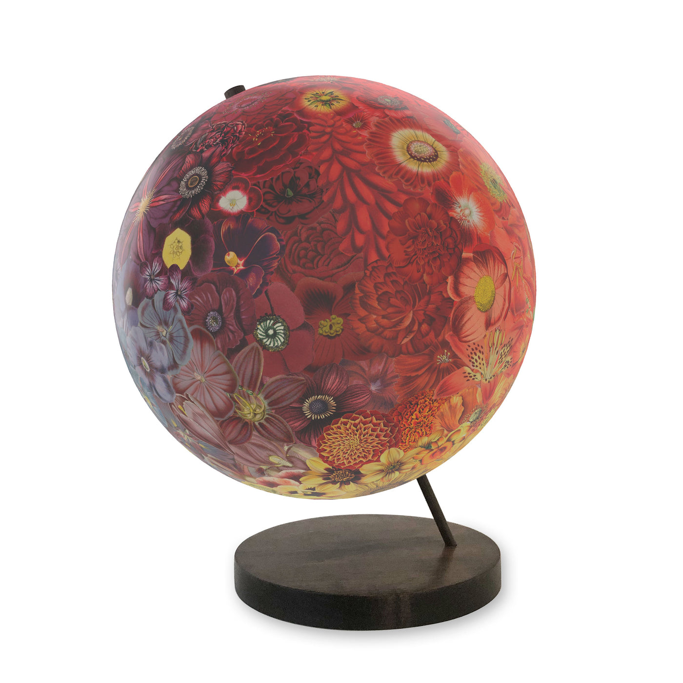 Collaged Floral Everlasting Bouquet World Globe Art view 3