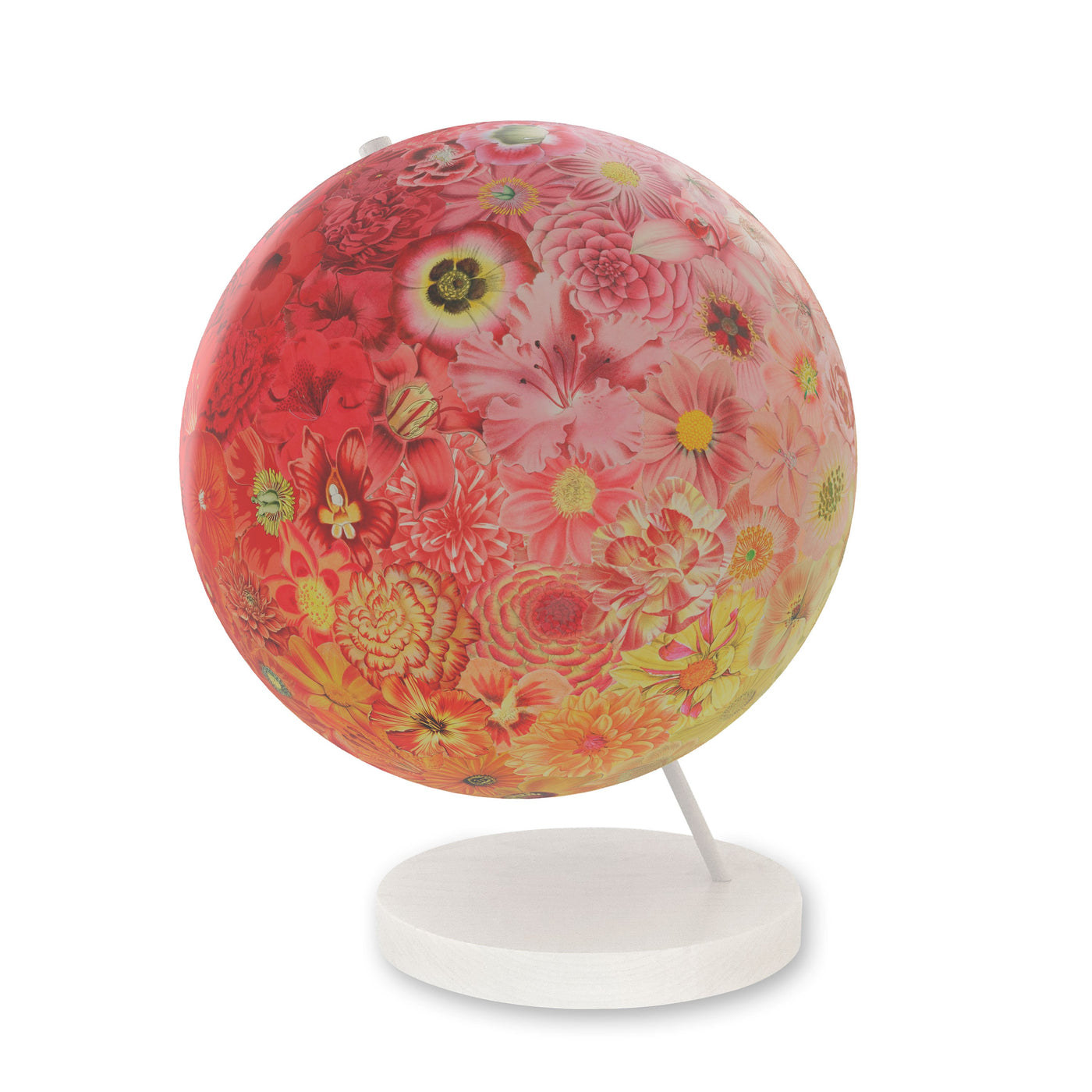 Collaged Floral Everlasting Bouquet World Globe Art white base