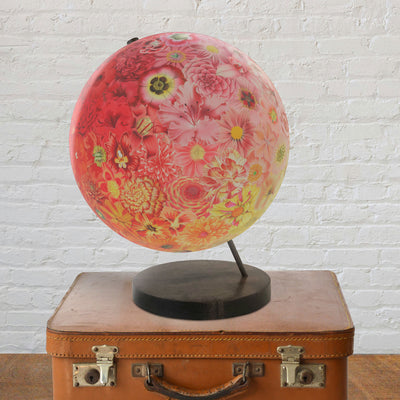 Collaged Floral Everlasting Bouquet World Globe Art lifestyle