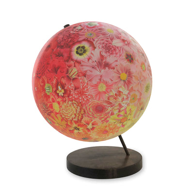 Collaged Floral Everlasting Bouquet World Globe Art