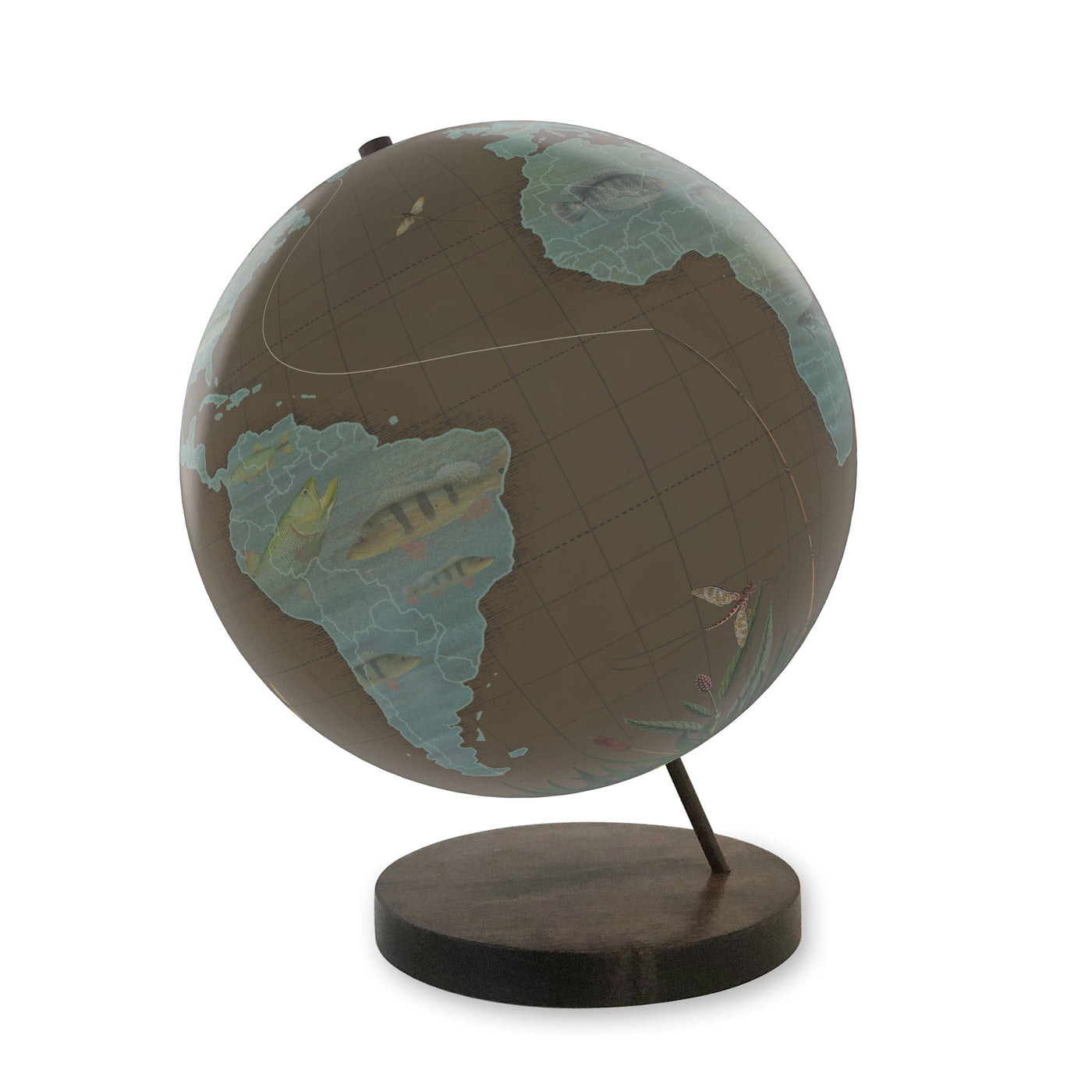 Fly Fisherman’s World Travel Personalized Globe ebony base