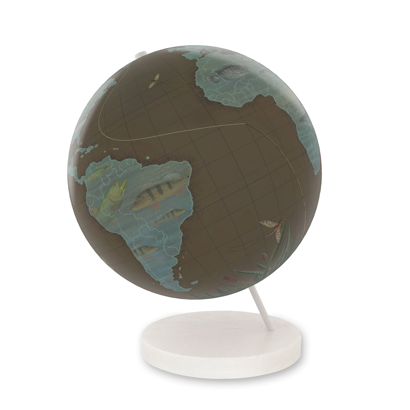 Fly Fisherman’s World Travel Personalized Globe white base