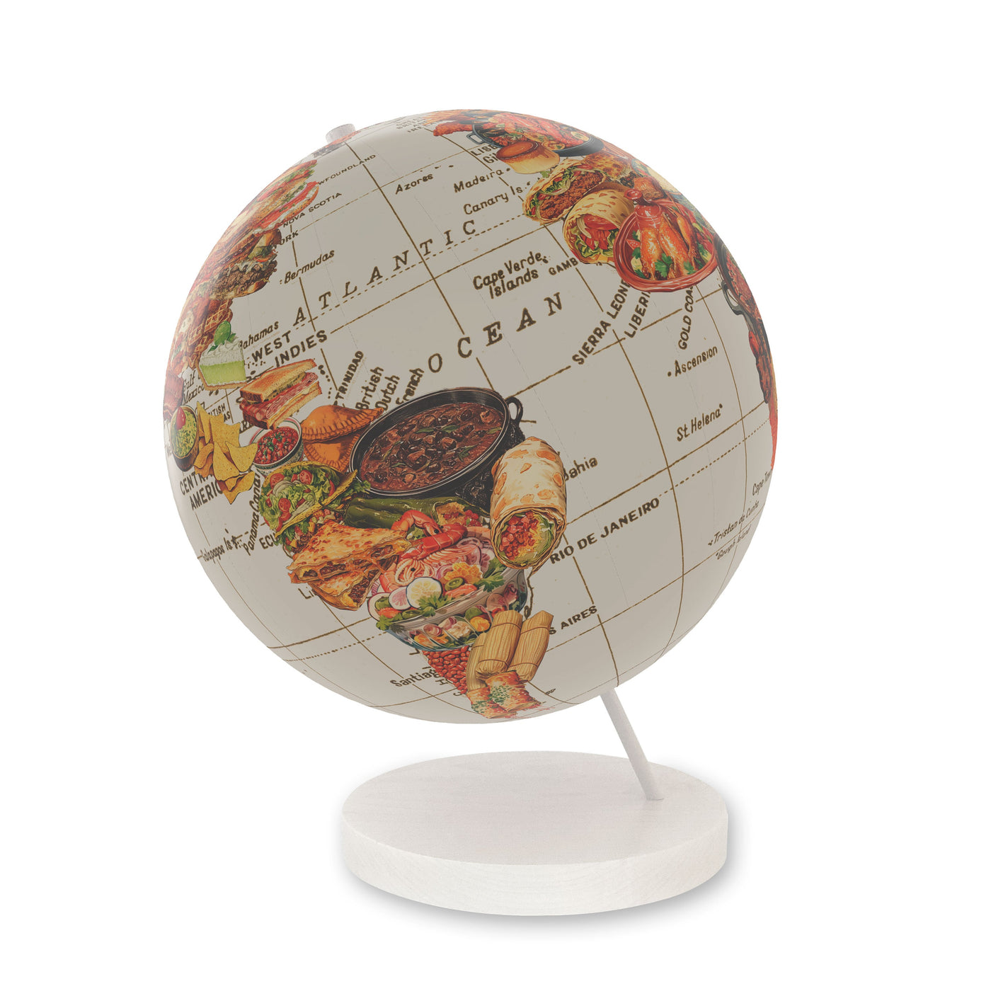 Cuisine of the World Collage Globe Art white base