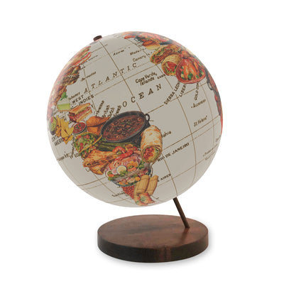 Cuisine of the World Collage Globe Art walnut base