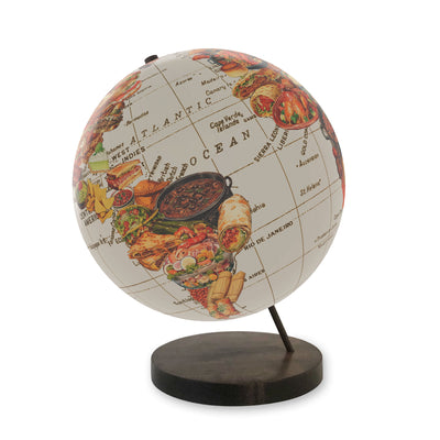 Cuisine of the World Collage Globe Art ebony base
