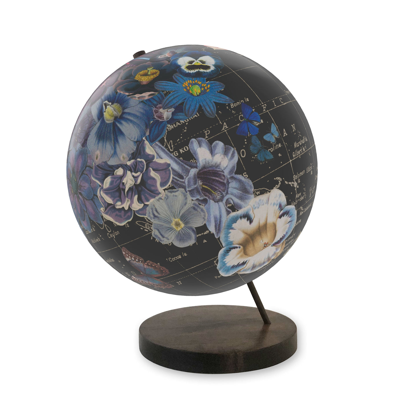 Full Bloom Collaged World Globe Art view 2