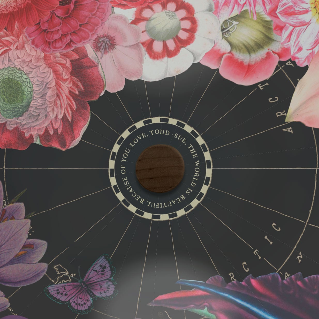 Full Bloom Collaged World Globe Art personalized