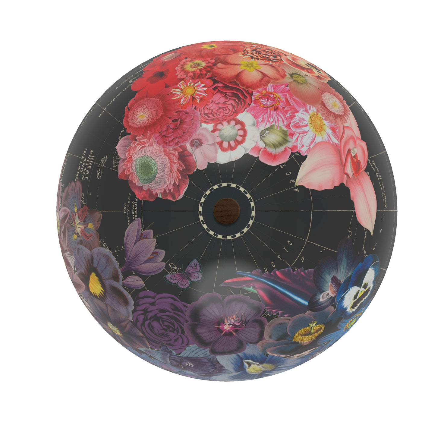 Full Bloom Collaged World Globe Art top view