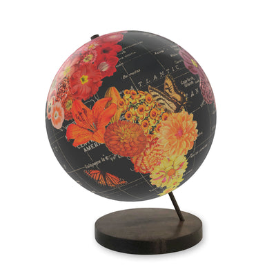 Full Bloom Collaged World Globe Art