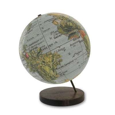 Garden Vegetable Collage World Globe Art ebony base