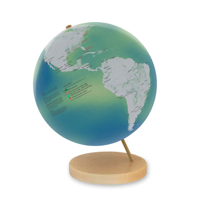 Changing Earth: Global Warming Handmade Art Globe maple base