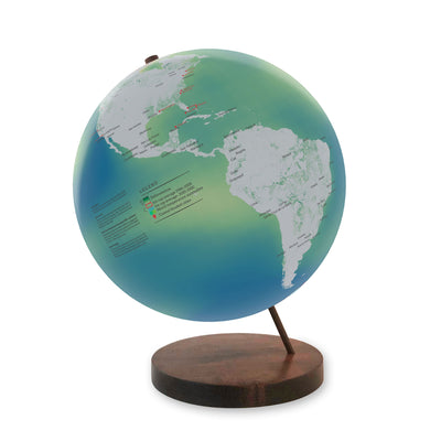 Changing Earth: Global Warming Handmade Art Globe walnut base