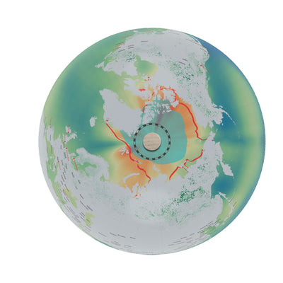 Changing Earth: Global Warming Handmade Art Globe top view