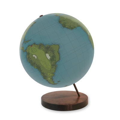 Golf Course Globe Art: The World in 18 Holes walnut base
