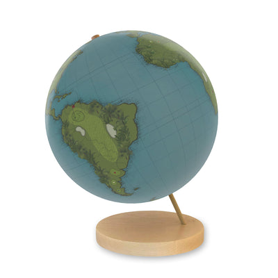Golf Course Globe Art: The World in 18 Holes maple base