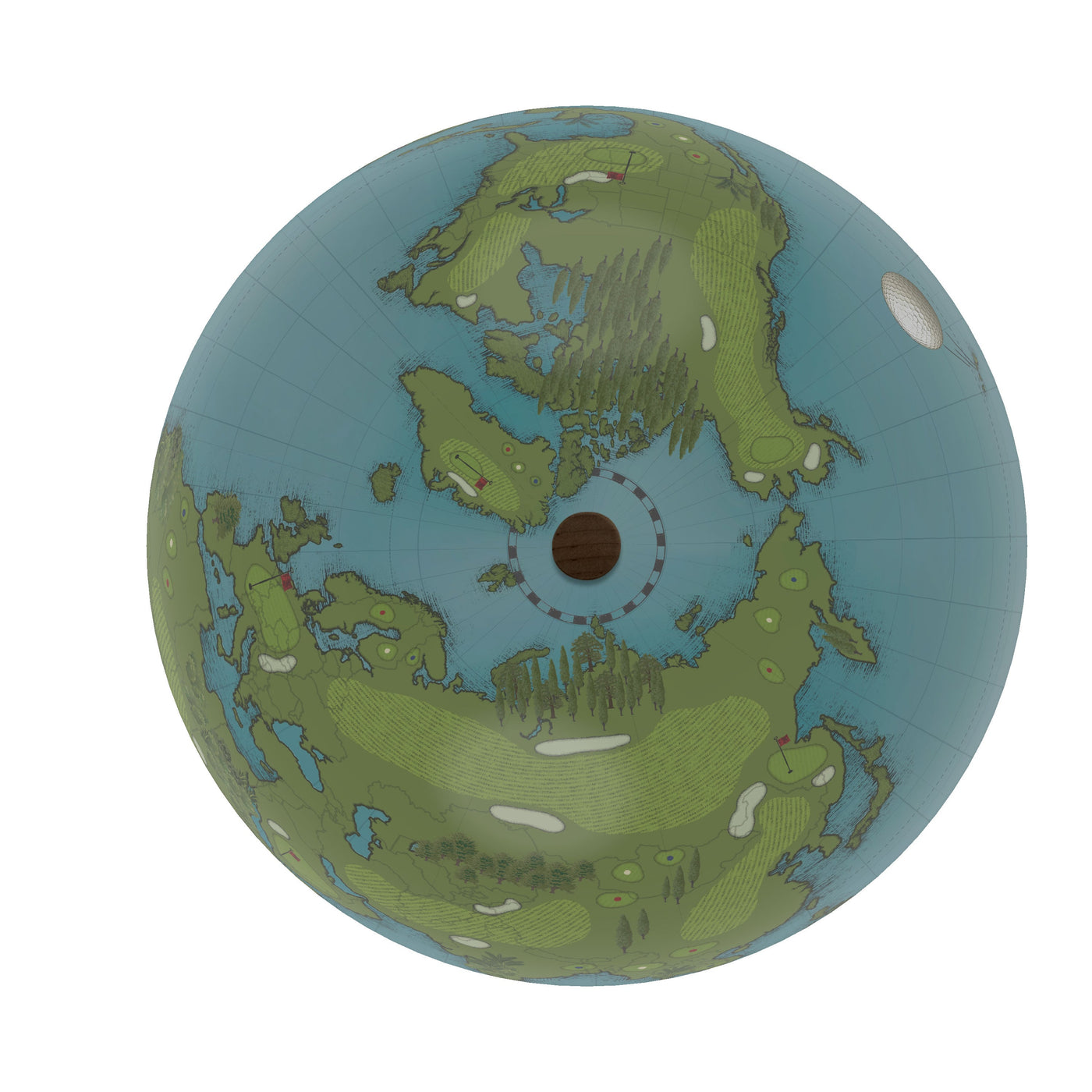 Golf Course Globe Art - The World in 18 Holes top view